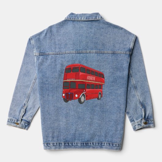 Dubbeldecker cartoon illustratie denim jacket (Achterkant)