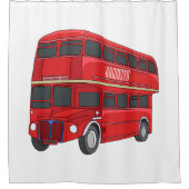 Dubbeldecker cartoon illustratie douchegordijn (Voorkant)