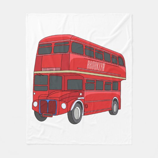 Dubbeldecker cartoon illustratie fleece deken (Voorkant)