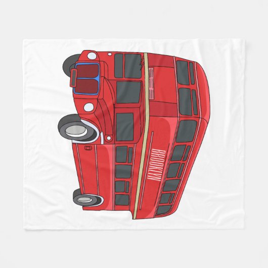Dubbeldecker cartoon illustratie fleece deken (Voorkant (Horizontaal))