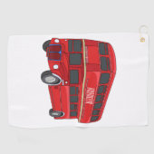 Dubbeldecker cartoon illustratie golfhanddoek (Horizontaal)