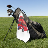 Dubbeldecker cartoon illustratie golfhanddoek (Groen)