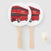 Dubbeldecker cartoon illustratie handwaaier (Voorkant en achterkant)