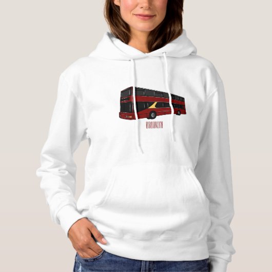 Dubbeldecker cartoon illustratie hoodie (Voorkant)