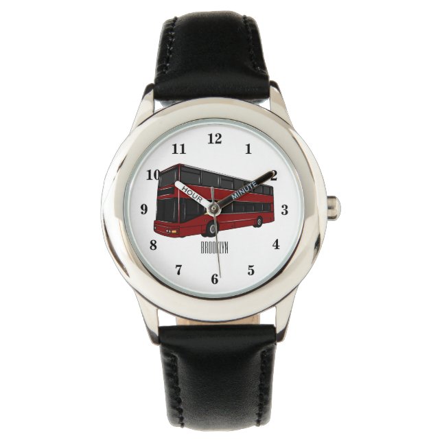 Dubbeldecker cartoon illustratie horloge (Voorkant)