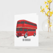 Dubbeldecker cartoon illustratie kaart (Gele Bloem)