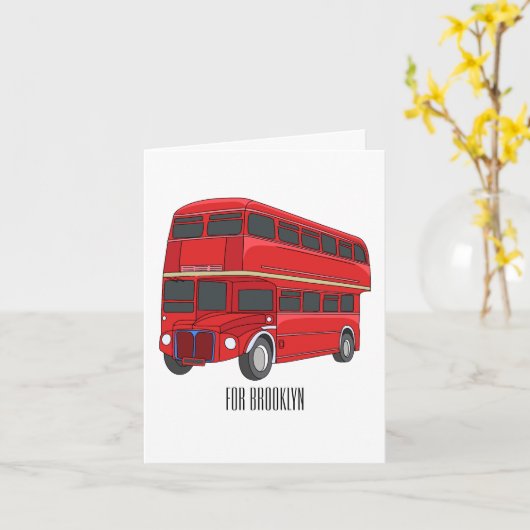 Dubbeldecker cartoon illustratie kaart (Gele Bloem)