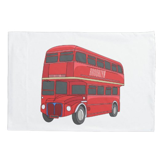 Dubbeldecker cartoon illustratie kussensloop (Achterkant)