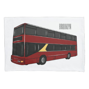 Dubbeldecker cartoon illustratie kussensloop