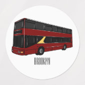 Dubbeldecker cartoon illustratie labels (Design 1)