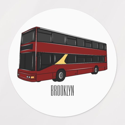 Dubbeldecker cartoon illustratie labels (Design 1)