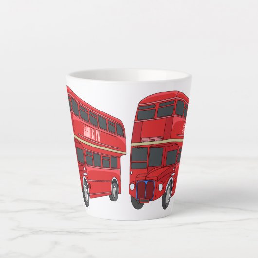 Dubbeldecker cartoon illustratie latte mok (Voorkant)