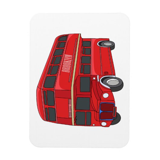 Dubbeldecker cartoon illustratie magneet (Verticaal)