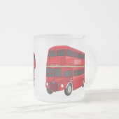 Dubbeldecker cartoon illustratie matglas koffiemok (Voorkant rechts)