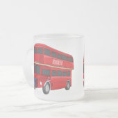 Dubbeldecker cartoon illustratie matglas koffiemok (Voorkant links)