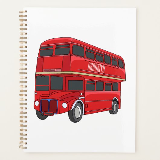 Dubbeldecker cartoon illustratie planner (Voorkant)