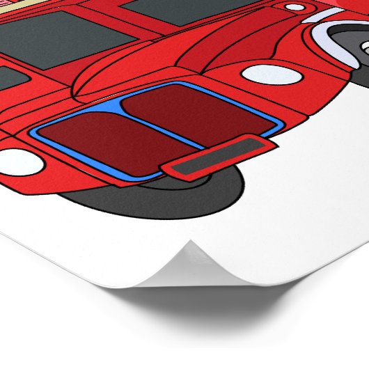 Dubbeldecker cartoon illustratie poster (Hoek)