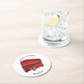 Dubbeldecker cartoon illustratie ronde kartonnen onderzetter (Insitu)