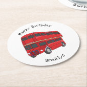 Dubbeldecker cartoon illustratie ronde kartonnen onderzetter (Gebogen)