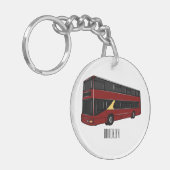 Dubbeldecker cartoon illustratie sleutelhanger (Voorkant Links)