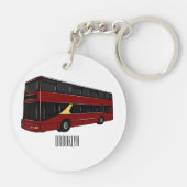 Dubbeldecker cartoon illustratie sleutelhanger (Achterkant)