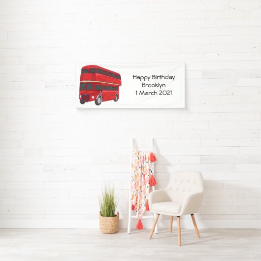 Dubbeldecker cartoon illustratie spandoek (Insitu)