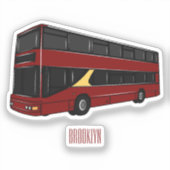 Dubbeldecker cartoon illustratie sticker (Voorkant)