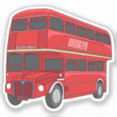 Dubbeldecker cartoon illustratie sticker (Voorkant)