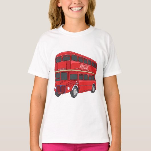 Dubbeldecker cartoon illustratie t-shirt (Voorkant)