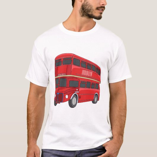 Dubbeldecker cartoon illustratie t-shirt (Voorkant)