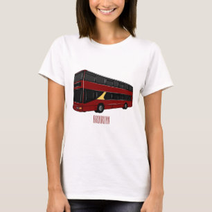 Dubbeldecker cartoon illustratie t-shirt