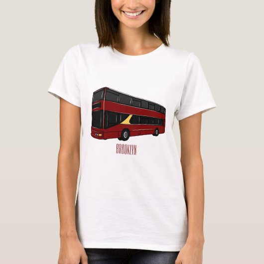 Dubbeldecker cartoon illustratie t-shirt (Voorkant)