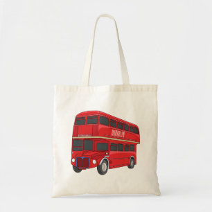 Dubbeldecker cartoon illustratie tote bag