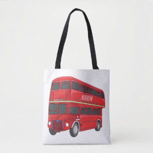 Dubbeldecker cartoon illustratie tote bag