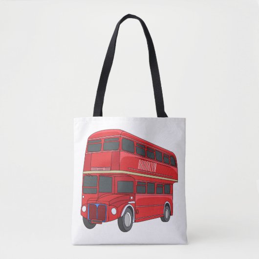 Dubbeldecker cartoon illustratie tote bag (Voorkant)