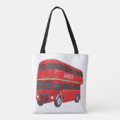 Dubbeldecker cartoon illustratie tote bag (Achterkant)