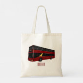 Dubbeldecker cartoon illustratie tote bag (Achterkant)