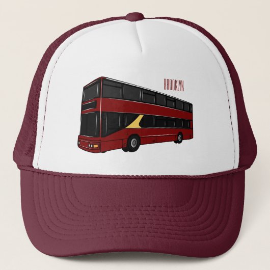 Dubbeldecker cartoon illustratie trucker pet (Voorkant)