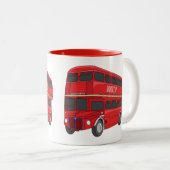 Dubbeldecker cartoon illustratie tweekleurige koffiemok (Voorkant rechts)