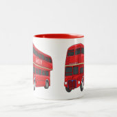 Dubbeldecker cartoon illustratie tweekleurige koffiemok (Center)