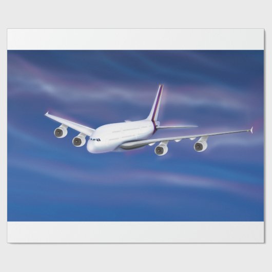 Dubbeldecker commercieel vliegtuig cadeaupapier (Vlak)