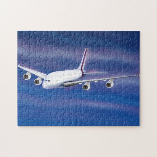 Dubbeldecker commercieel vliegtuig legpuzzel (Horizontaal)