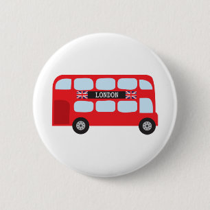 Dubbeldeckerbus in Londen Ronde Button 5,7 Cm
