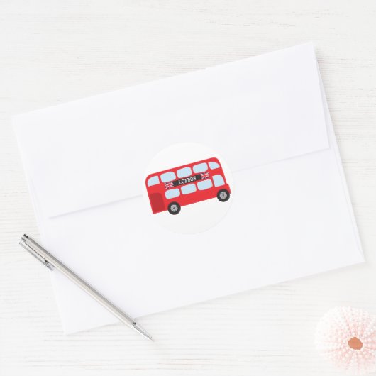Dubbeldeckerbus in Londen Ronde Sticker (Envelop)