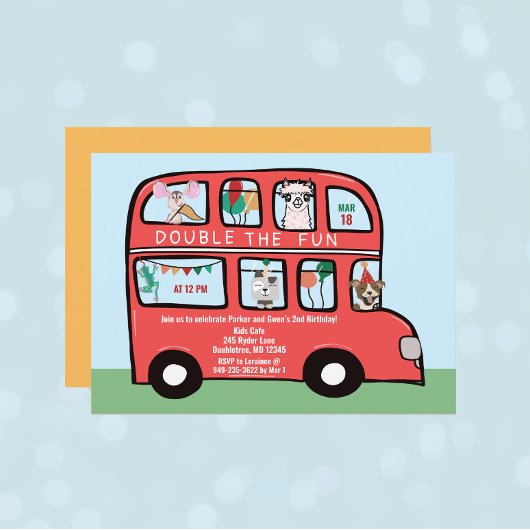 Dubbeldekker Bus Gezamenlijk Verjaardagsfeestje Kaart