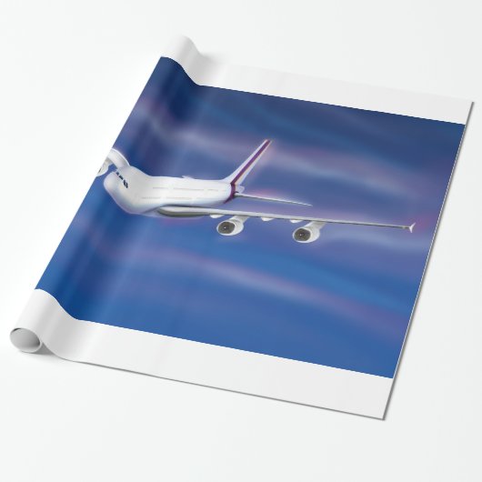 Dubbeldekker Commercieel Vliegtuig Cadeaupapier (Uitgerold)