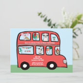 Dubbeldekkerbus Gezamenlijk Verjaardagsfeest Kaart (Staand voorkant)