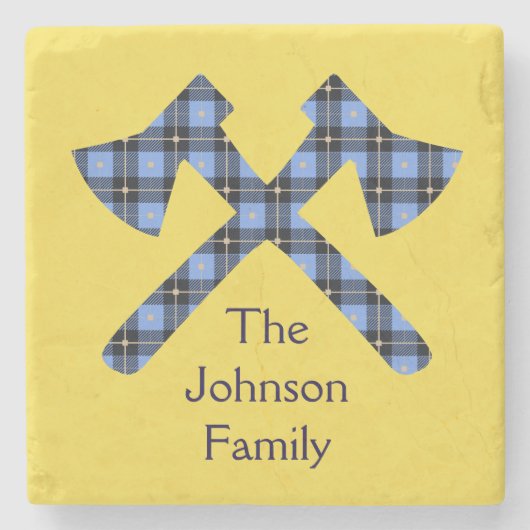Dubbeldwarse x op gele achtergrondfamilie stenen onderzetter (Voorkant)