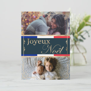 Dubbele aangepaste foto Joyeux Noël Frans Kerstfee Feestdagenkaart