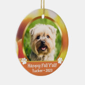 Dubbele aangepaste fotonaam Jaar Pet Herfst Orname Keramisch Ornament (Rechts)